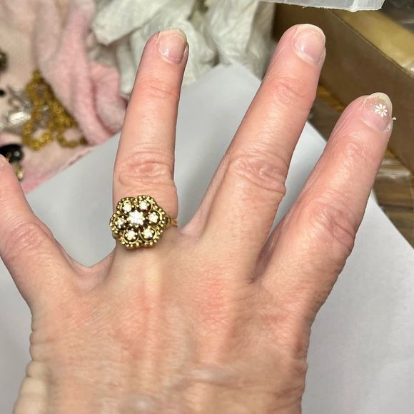 Vintage Australian crystal Sz 7.75 18K electroplated ring - Picture 8 of 13